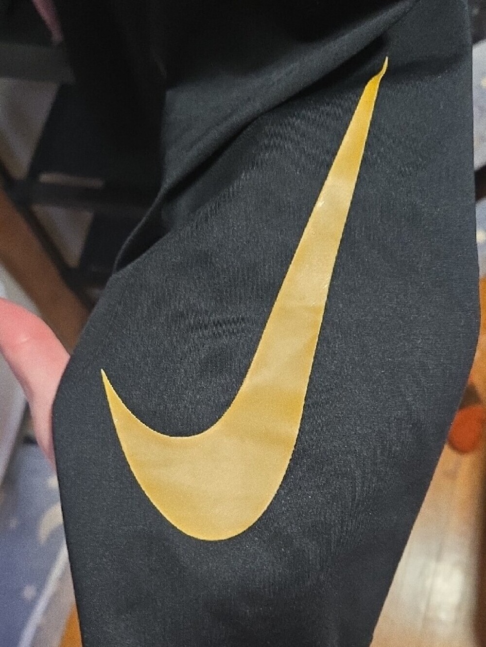 Nike Black Leggings with Gold Swoosh and NIKE PRO Waistband - Picture 2 of 7
